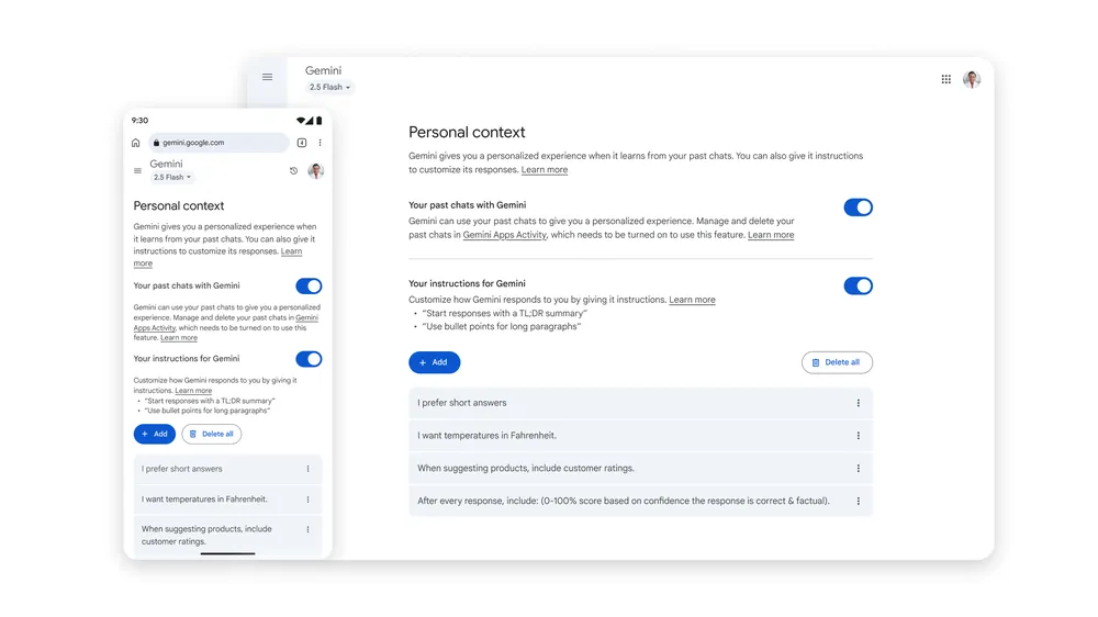 Geminiに会話に履歴を遡る機能が搭載 合わせて履歴を残さずGeminiを利用できる「Temporary Chat」も