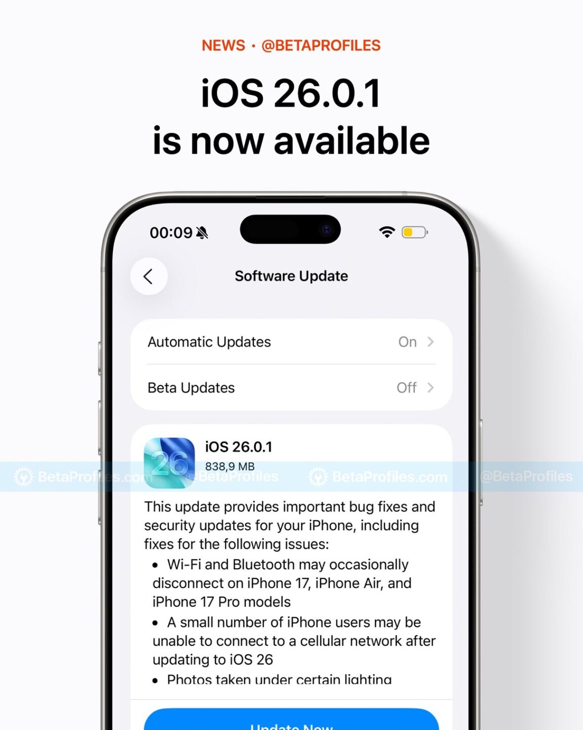 Apple、iOS 26.0.1などを配信開始 iPhone 17のWi-Fi接続やカメラの不具合を修正
